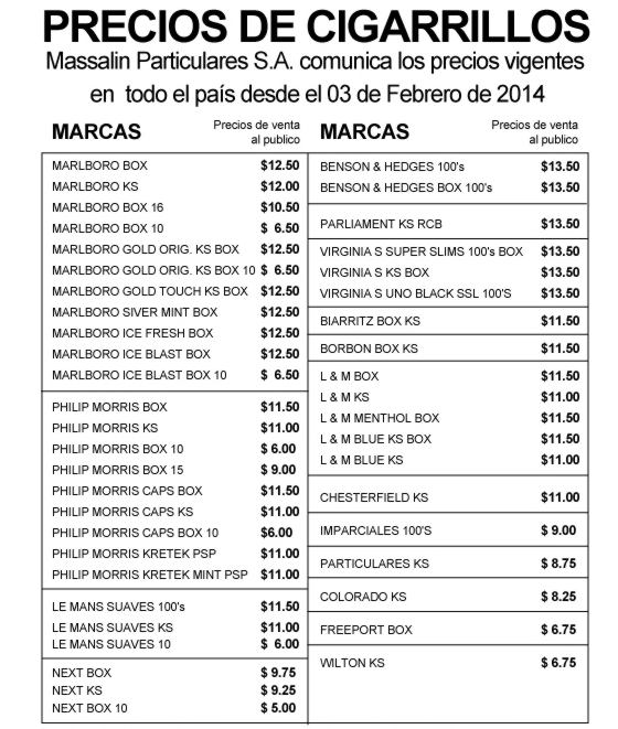 Aumento Cigarrillos 2016 Lista De Precios | aumento cigarrillos 2016 lista de precios new style for Aumento Cigarrillos 2016 Lista De Precios | aumento cigarrillos 2016 lista de precios new style for
